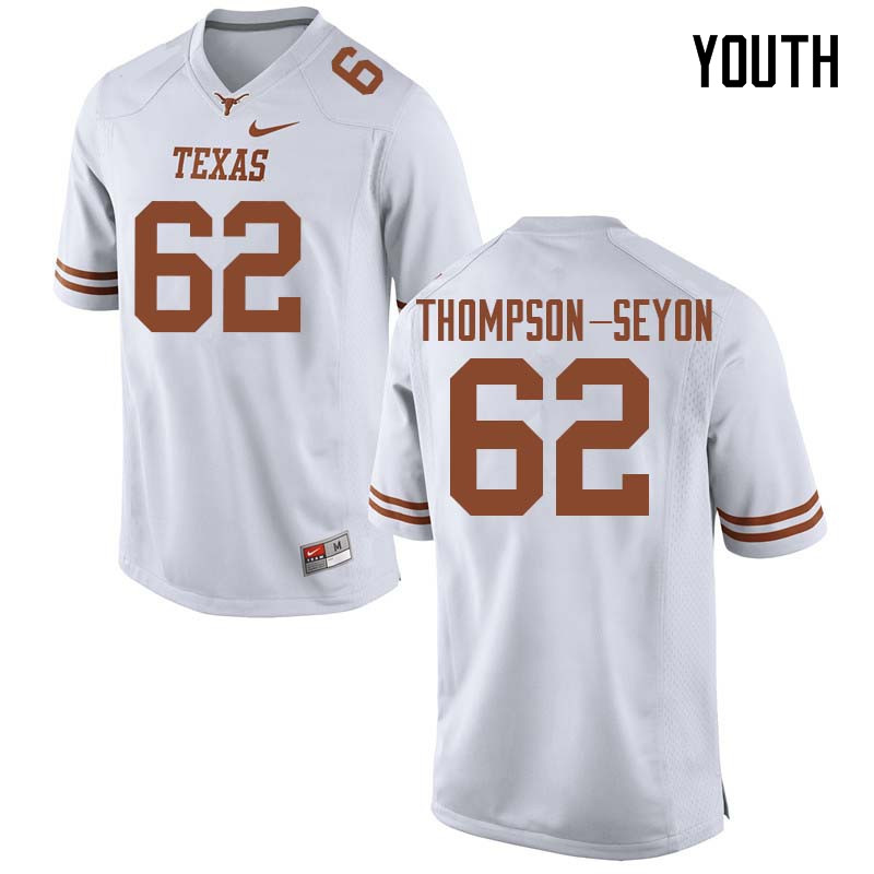 Youth #62 Jeremy Thompson-Seyon Texas Longhorns College Football Jerseys Sale-White